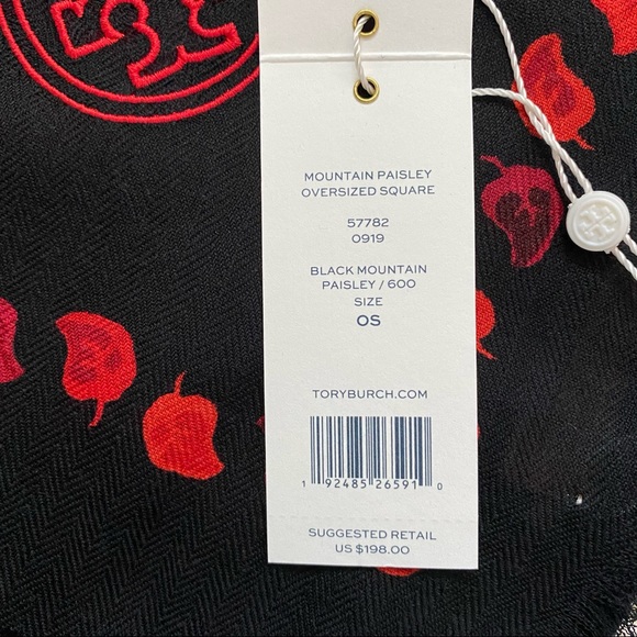 NWT Tory Burch Black Mountain Paisley oversized scarf - Picture 4 of 8